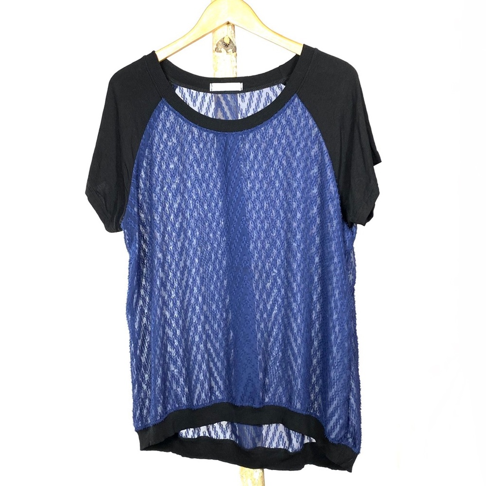 🌸 2 for $12! Olivia Moon Black & Blue Sheer Top